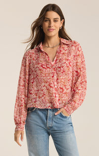 Vivienne Floral Print Crimson Crush Top