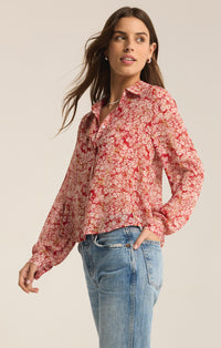 Vivienne Floral Print Crimson Crush Top