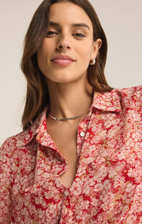 Vivienne Floral Print Crimson Crush Top