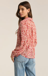 Vivienne Floral Print Crimson Crush Top