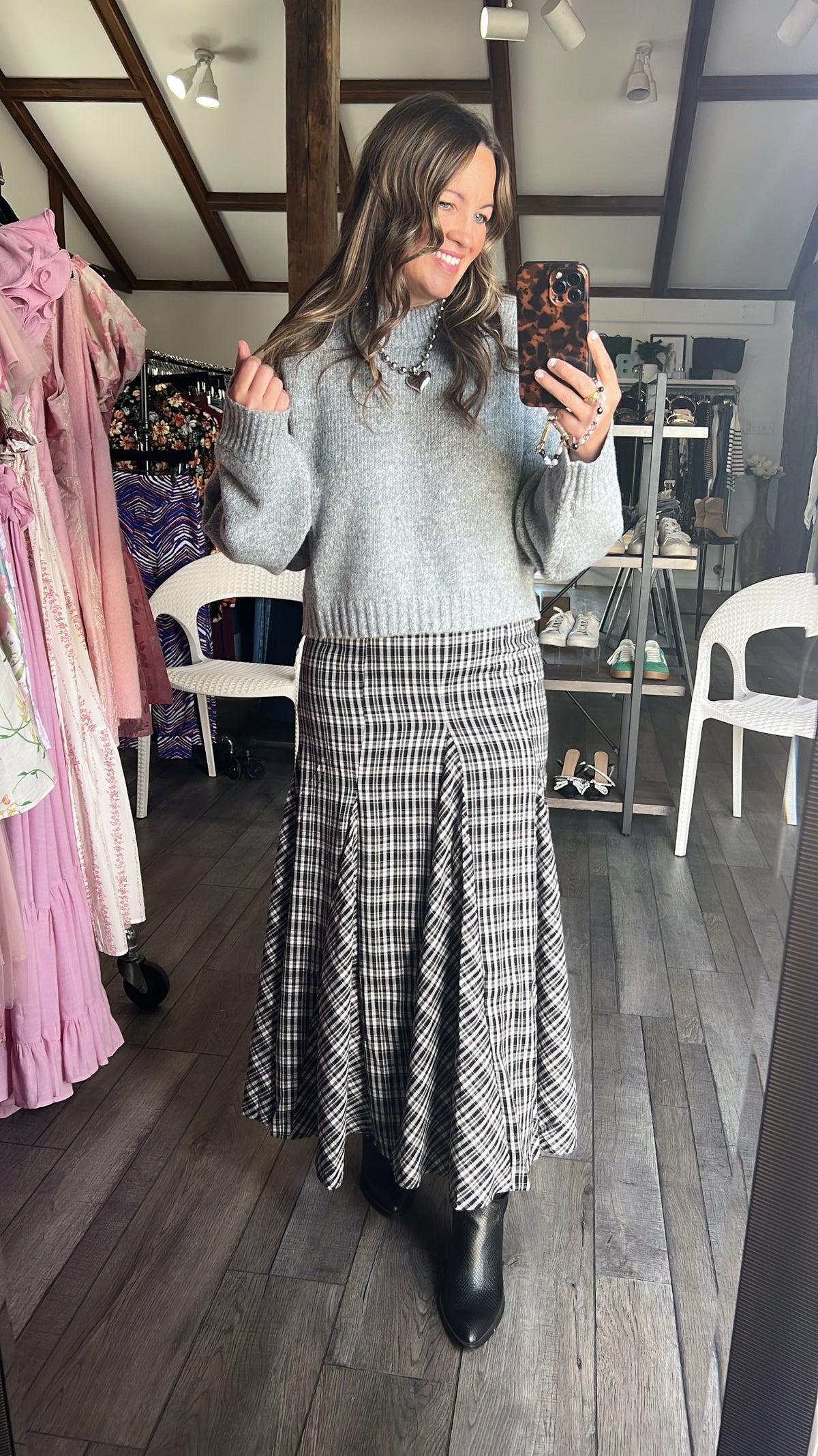 Penny Plaid Black Skirt