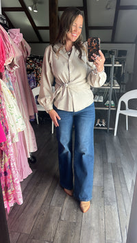 Shyla Striped Side Tie Blouse