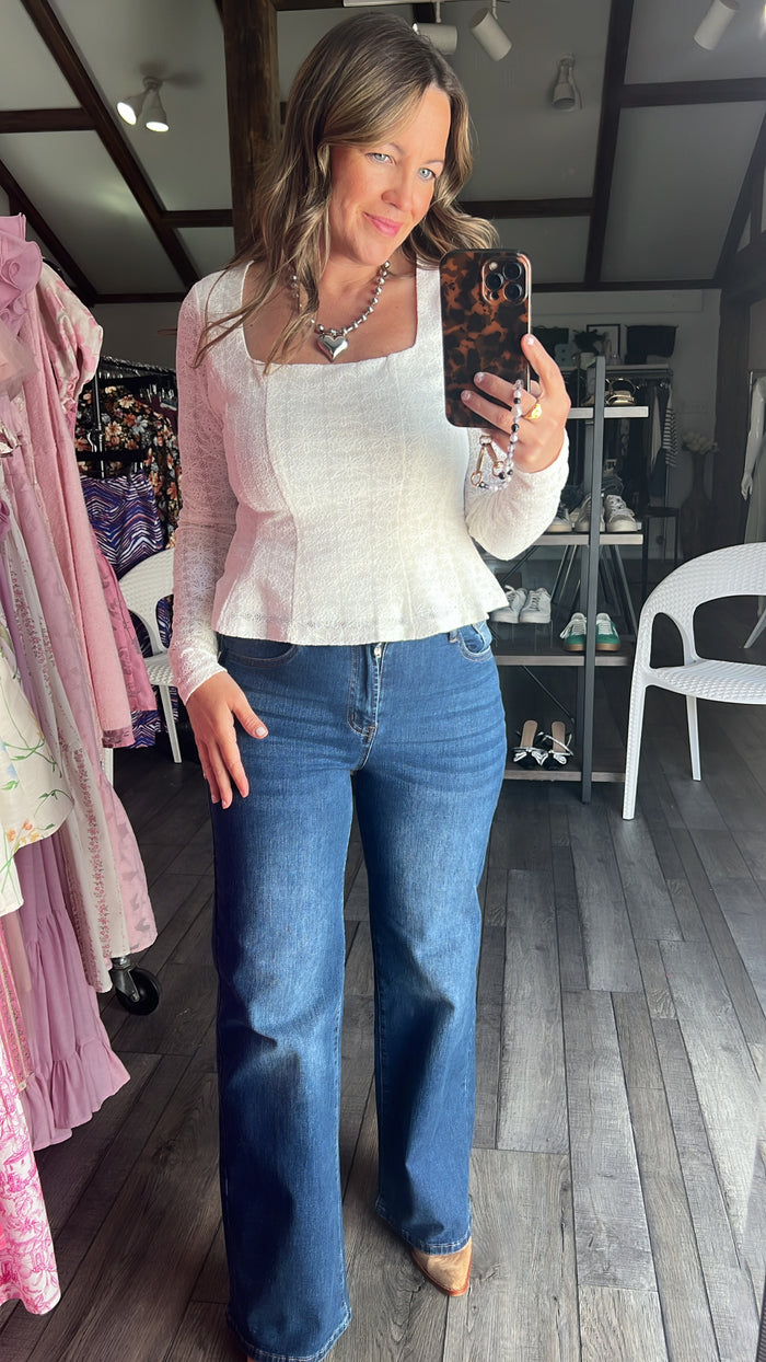 Kiara Knit Square Neck Peplum Top