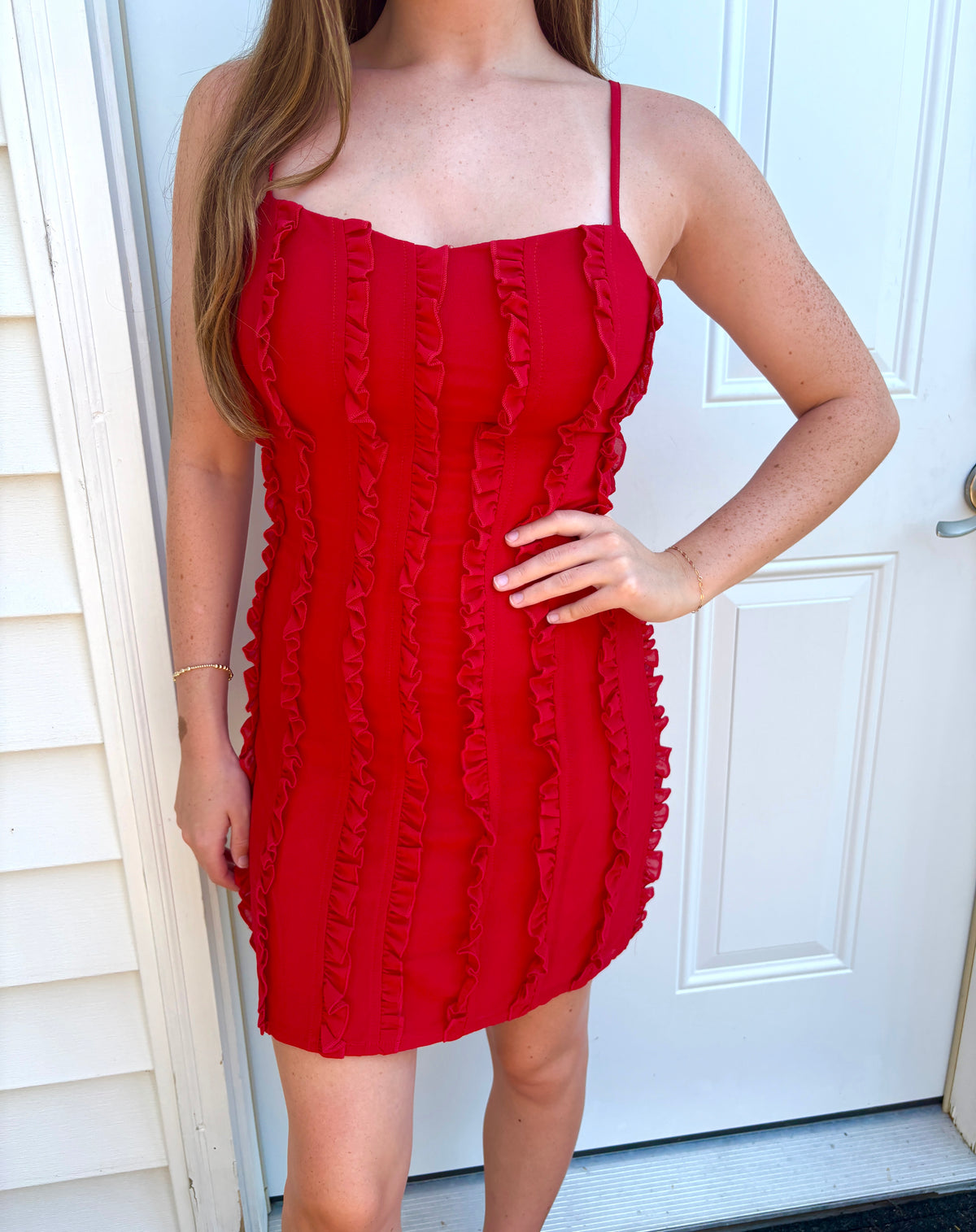 Red Ruffle Mini Dress