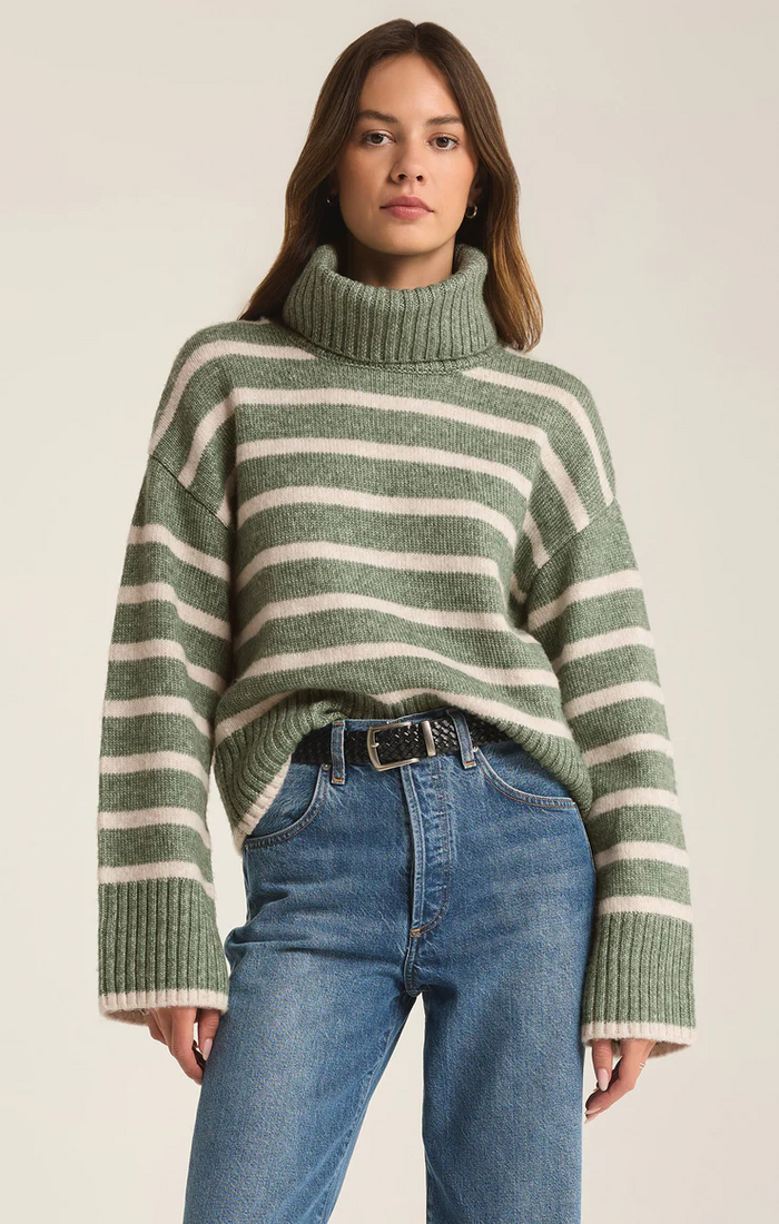 Josephine Stripe Sweater Palm Green