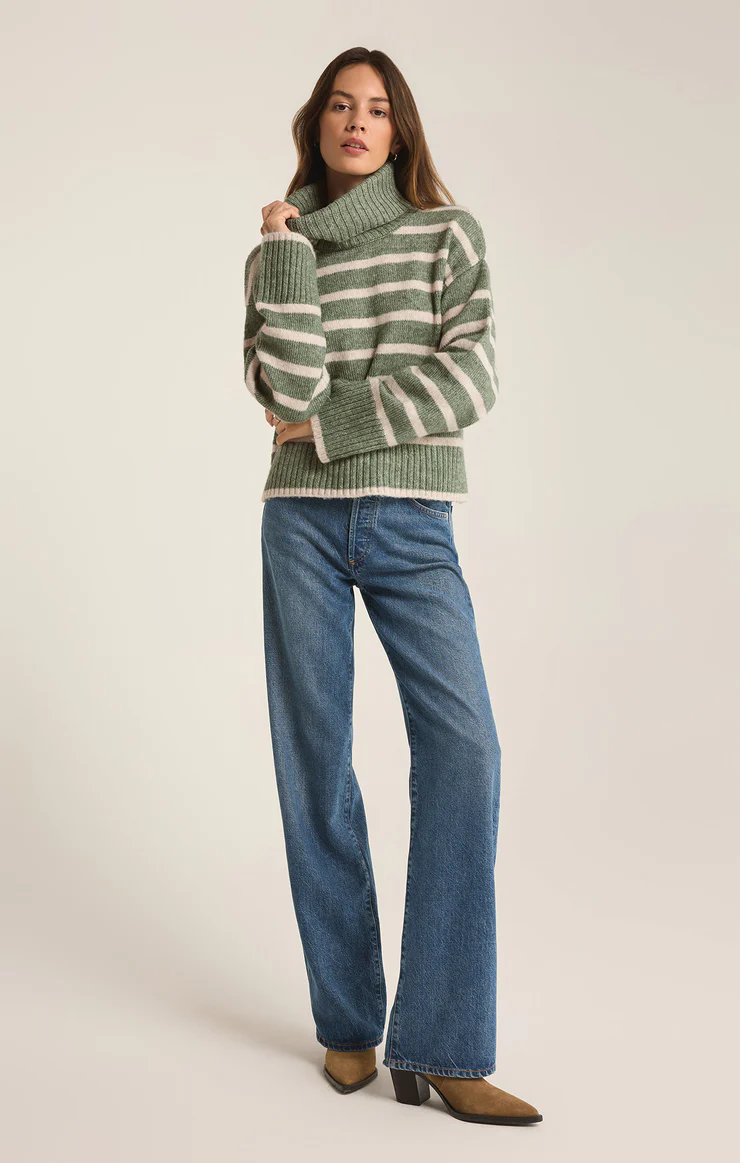 Josephine Stripe Sweater Palm Green