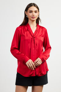 Ruby Red Tie Neck Top