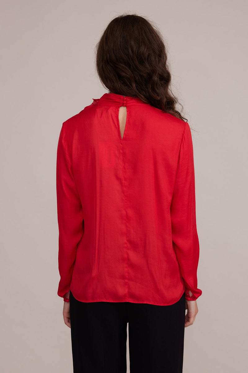 Leighton High Neck Bow Top Red