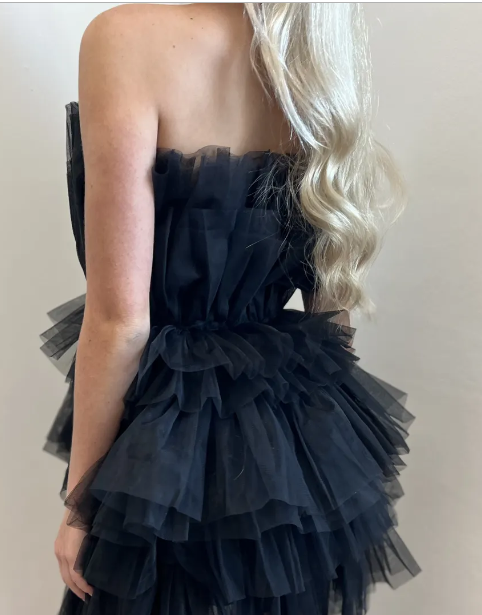 tulle black mini dress Women's Tulle Twirl Dress in Black | Size Medium