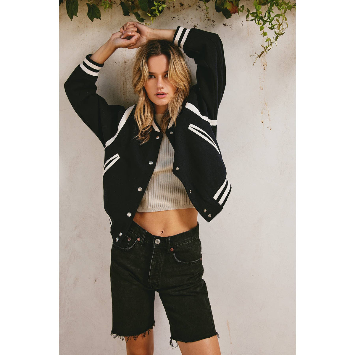 Cropped Varsity Bomber Jacket