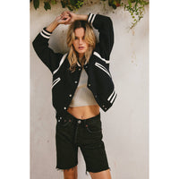 Cropped Varsity Bomber Jacket
