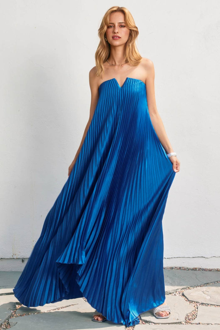 Serena Strapless Pleated Dress