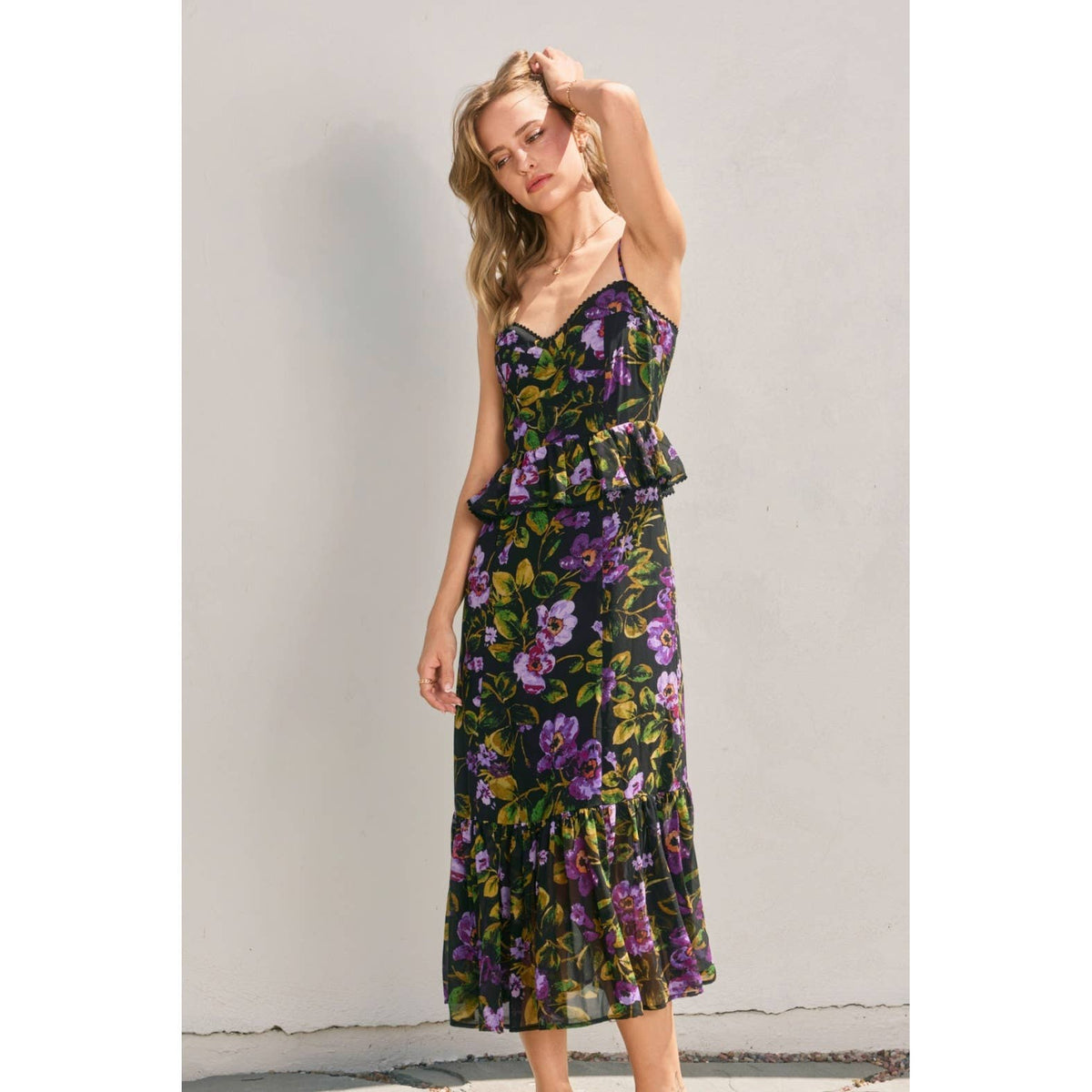 Farrah Falling Back Lurex Ruffled Dress