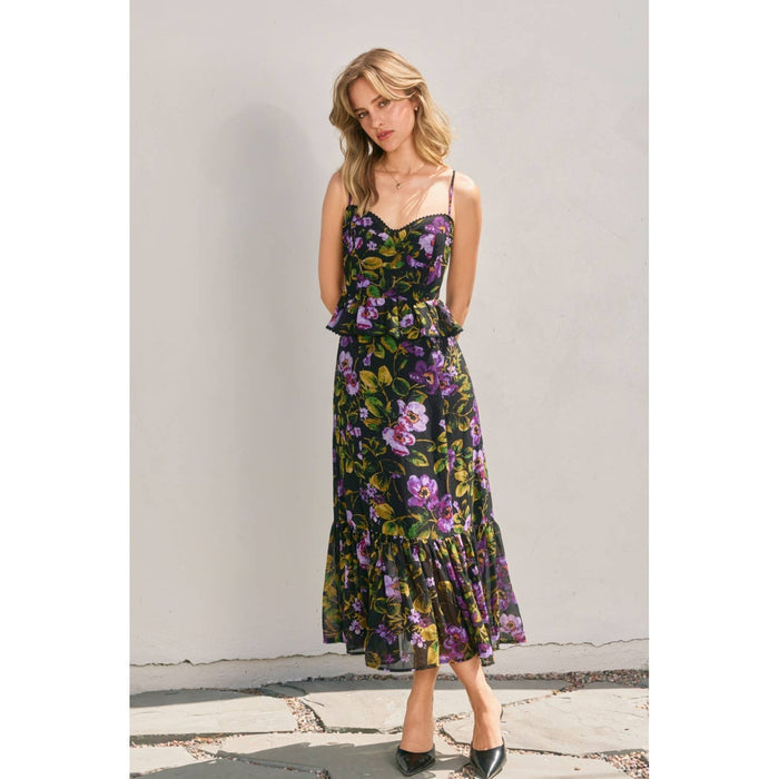 Farrah Falling Back Lurex Ruffled Dress