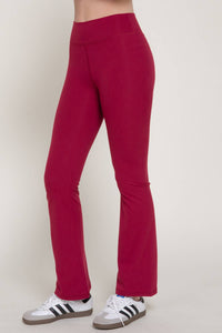 Waist Band Flare Stretch Workout Long Pants