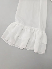 White Sheer Cape Flutter Blouse