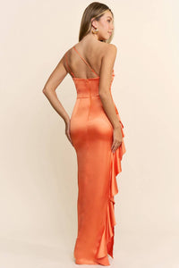 Evana Evening Ruffle One Shoulder Dress