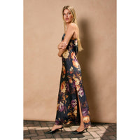 Nightfall Floral Strapless Bias Cut Maxi Dress