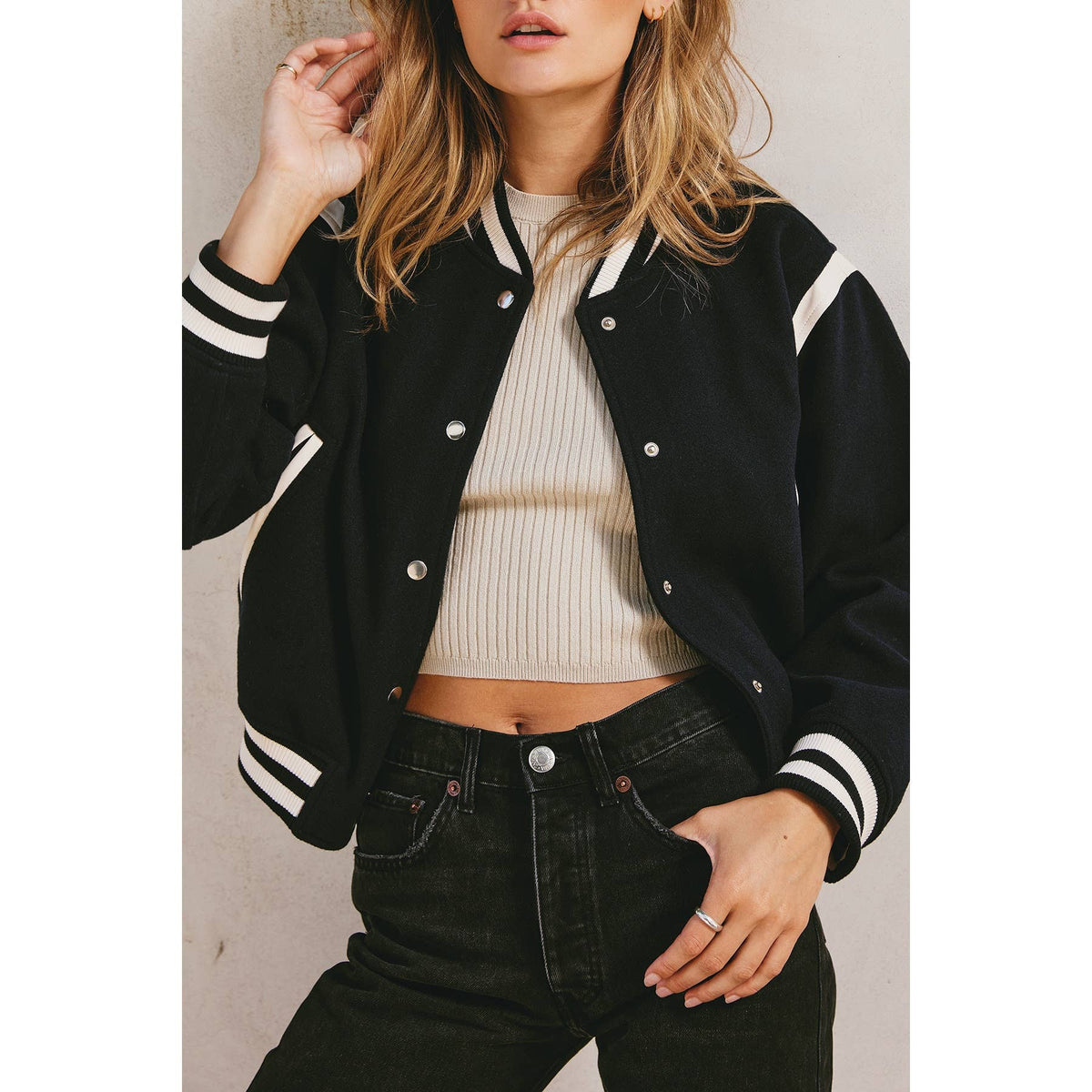 Cropped Varsity Bomber Jacket