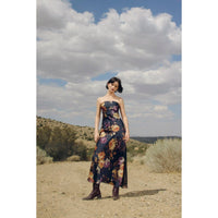 Nightfall Floral Strapless Bias Cut Maxi Dress