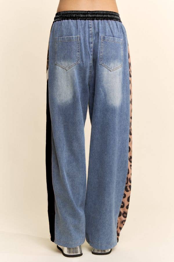 RHINESTONE JOGGERS CRYSTAL DENIM TRACK PANT
