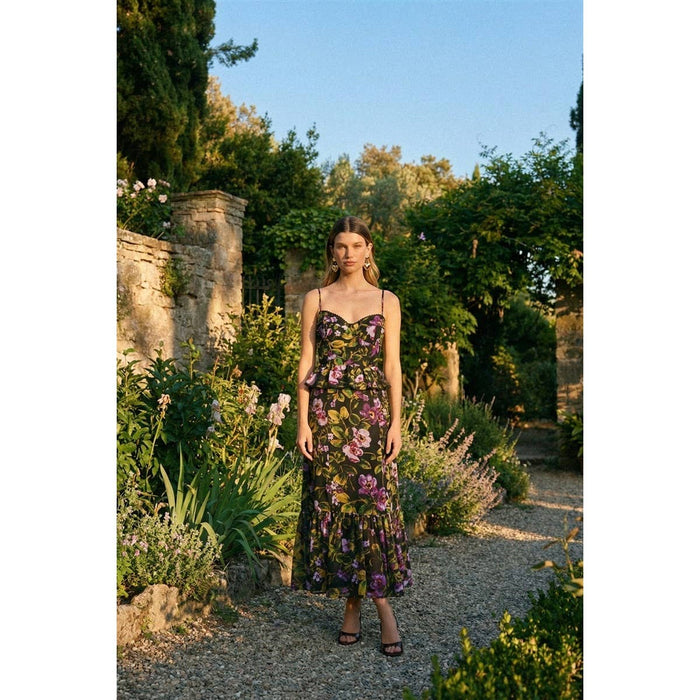 Farrah Falling Back Lurex Ruffled Dress