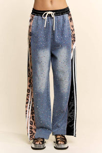 RHINESTONE JOGGERS CRYSTAL DENIM TRACK PANT