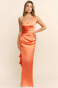 Evana Evening Ruffle One Shoulder Dress